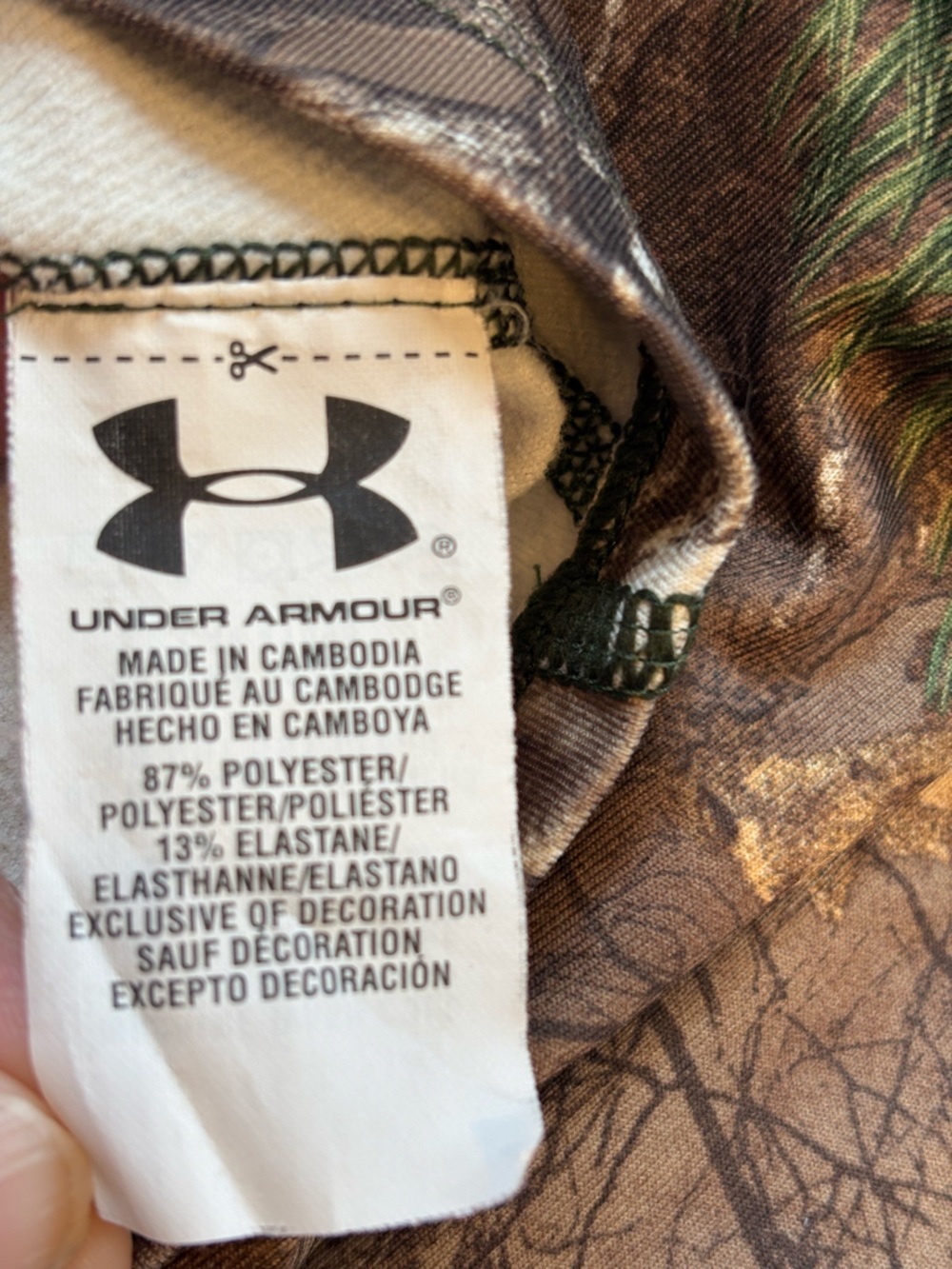 Under Armour Woodland Camo Long Sleeve Turtleneck Top with Pink Logo - Picture 2 of 5
